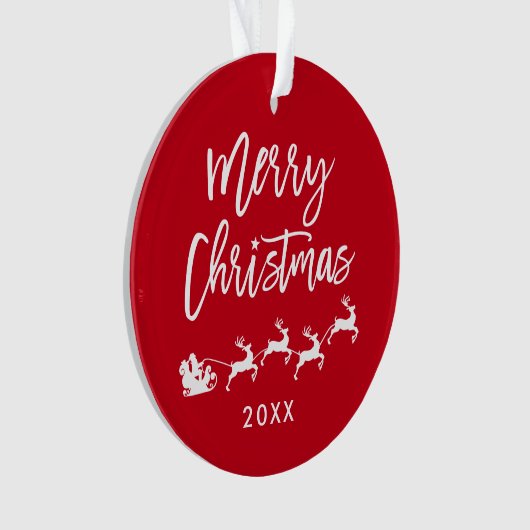 Moderne kerstkerstkerstkerstmis met penseelscript ornament (voorkant)