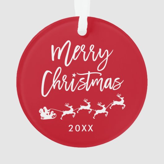 Moderne kerstkerstkerstkerstmis met penseelscript ornament (achterkant)