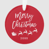 Moderne kerstkerstkerstkerstmis met penseelscript ornament (voorkant)