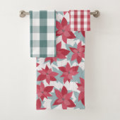Moderne kerstkeukenset met Poinsettia Bath Bad Handdoek (Insitu)
