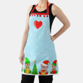 Moderne kerstkleppen op lichtblauw schort (Insitu)