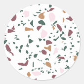 Moderne kerstkleuren Terrazzo Sticker Seal (Voorkant)