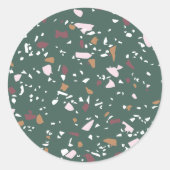 Moderne kerstkleuren Terrazzo Sticker Seal (Voorkant)