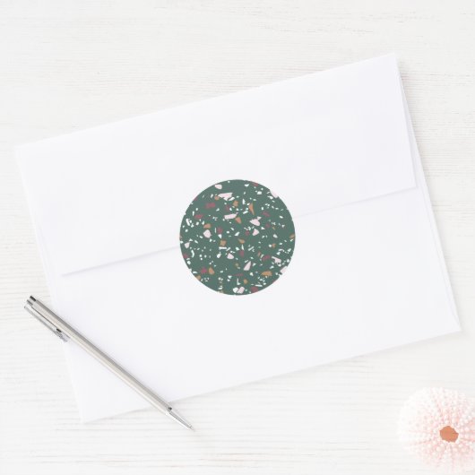 Moderne kerstkleuren Terrazzo Sticker Seal (Envelop)