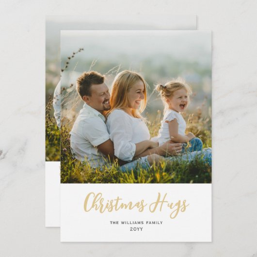 Moderne Kerstknuffels Twee Foto Plat Kerstkaart (Voorkant / Achterkant)