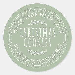 Moderne kerstkoekjes Laurel Green Ronde Sticker