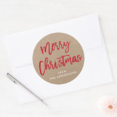 Moderne kerstkraft-sticker voor penseelscript ronde sticker (Envelop)