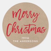 Moderne kerstkraft-sticker voor penseelscript