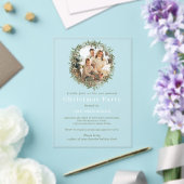 Moderne Kerstkrans foto kerstfeest Acryl Uitnodigingen (Insitu (Huwelijk))