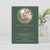 Moderne kerstkrans foto vakantie feest kaart (Staand voorkant)