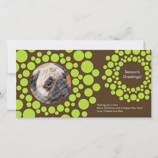 Moderne Kerstkrans Fotokaart-Chocolade Bruin Feestdagenkaart (Voorkant)