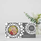 Moderne Kerstkrans Fotokaart-Donkergrijs Feestdagenkaart (Staand voorkant)