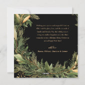 Moderne Kerstkrans Goud Zwart Botanisch Feestdagenkaart (Achterkant)