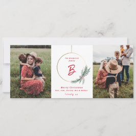 Moderne kerstkrans holiday swag Kerst foto kaart