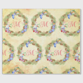 Moderne Kerstkrans Rood Geel Letter  Cadeaupapier (Vlak)