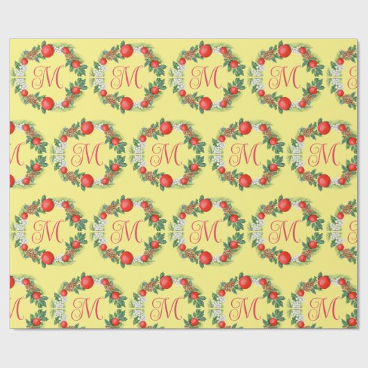 Moderne Kerstkrans Rood Groen Geel  Cadeaupapier (Vlak)