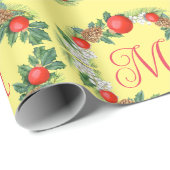 Moderne Kerstkrans Rood Groen Geel  Cadeaupapier (Rol Hoek)