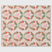 Moderne Kerstkrans Rood Groen Letter Cadeaupapier (Vlak)