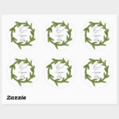 Moderne kerstkrans van waterverf baby shower ronde sticker (Vel)