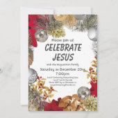 Moderne Kerstkrans VIEREN JEZUS-feest Kaart (Voorkant)