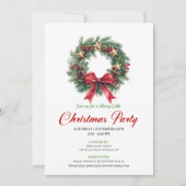 Moderne kerstkrans watercolor partykaart kaart (Voorkant)