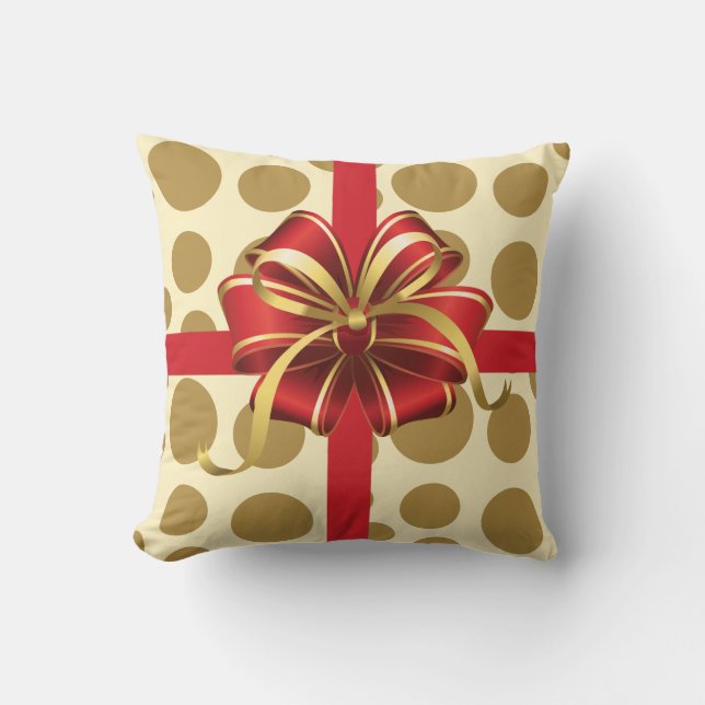 Moderne Kerstkussen, Crème & Gouden Stippen met St Kussen (Voorkant)