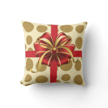 Moderne Kerstkussen, Crème & Gouden Stippen met St