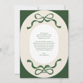 Moderne Kerstlinten & Bogen Groen Ovaal Foto Feestdagenkaart (Achterkant)