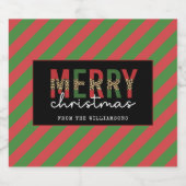 Moderne kerstluipaard afdrukken Rode groene strepe Bier Etiket (Enkel label)