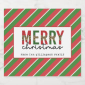 Moderne kerstluipaard afdrukken Rode groene strepe Bier Etiket (Enkel label)