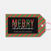 Moderne kerstluipaard afdrukken Rode groene strepe Cadeaulabel (Voorkant (Horizontaal))