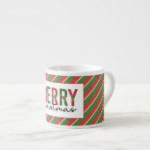 Moderne kerstluipaard afdrukken Rode groene strepe Espresso Kop (Voorkant rechts)