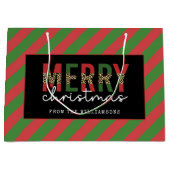 Moderne kerstluipaard afdrukken Rode groene strepe Groot Cadeauzakje (Voorkant)