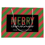Moderne kerstluipaard afdrukken Rode groene strepe Groot Cadeauzakje (Achterkant)