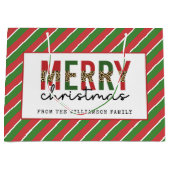 Moderne kerstluipaard afdrukken Rode groene strepe Groot Cadeauzakje (Voorkant)