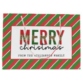 Moderne kerstluipaard afdrukken Rode groene strepe Groot Cadeauzakje (Achterkant)