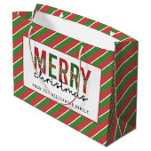 Moderne kerstluipaard afdrukken Rode groene strepe Groot Cadeauzakje (Achterkant Gekanteld)