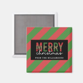 Moderne kerstluipaard afdrukken Rode groene strepe Magneet (Voorkant / Achterkant)