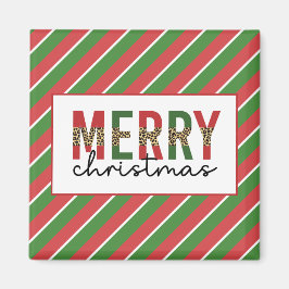 Moderne kerstluipaard afdrukken Rode groene strepe Magneet