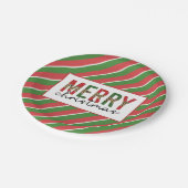 Moderne kerstluipaard afdrukken Rode groene strepe Papieren Bordje (Gekanteld)