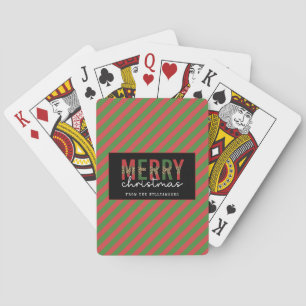 Moderne kerstluipaard afdrukken Rode groene strepe Pokerkaarten