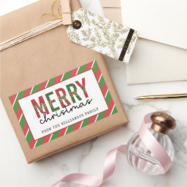 Moderne kerstluipaard afdrukken Rode groene strepe Rechthoekige Sticker