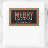 Moderne kerstluipaard afdrukken Rode groene strepe Rechthoekige Sticker (Tas)