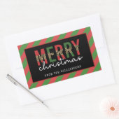 Moderne kerstluipaard afdrukken Rode groene strepe Rechthoekige Sticker (Envelop)