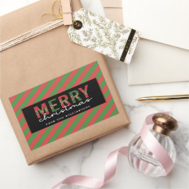 Moderne kerstluipaard afdrukken Rode groene strepe Rechthoekige Sticker