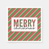 Moderne kerstluipaard afdrukken Rode groene strepe Servet (Voorkant)