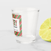 Moderne kerstluipaard afdrukken Rode groene strepe Shot Glas (Rechts)