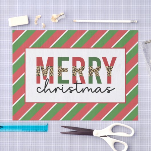 Moderne kerstluipaard afdrukken Rode groene strepe Tissuepapier (Craft)