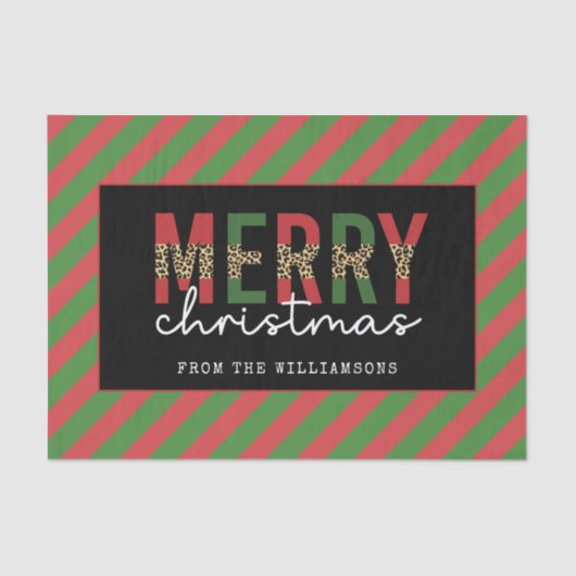 Moderne kerstluipaard afdrukken Rode groene strepe Tissuepapier (Voorkant)