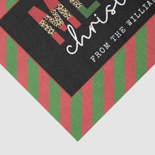 Moderne kerstluipaard afdrukken Rode groene strepe Tissuepapier (Detail)